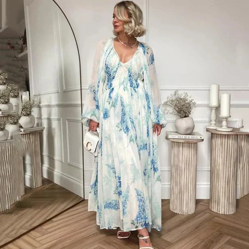 Flowy Ocean-Inspired Long Dress