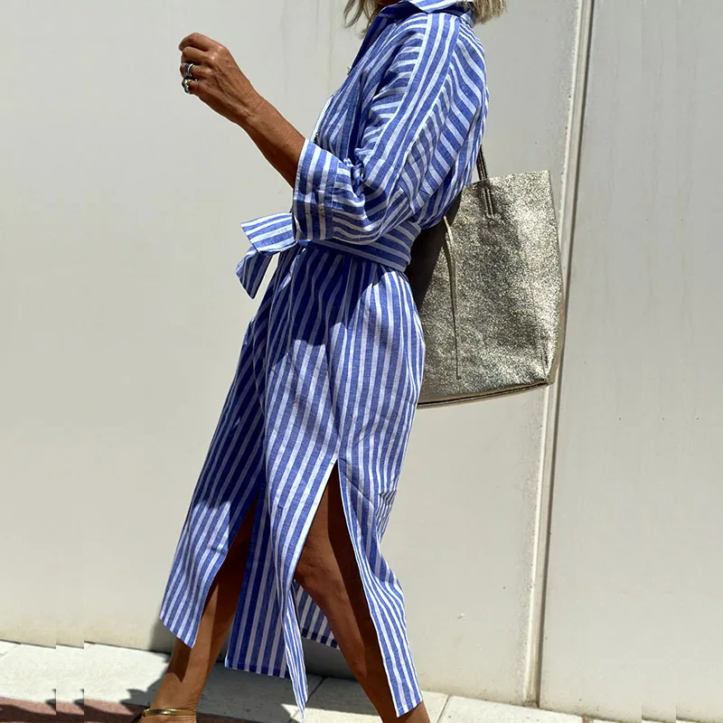 Striped Shirt Dress for Women – Casual Button Down Summer Dress