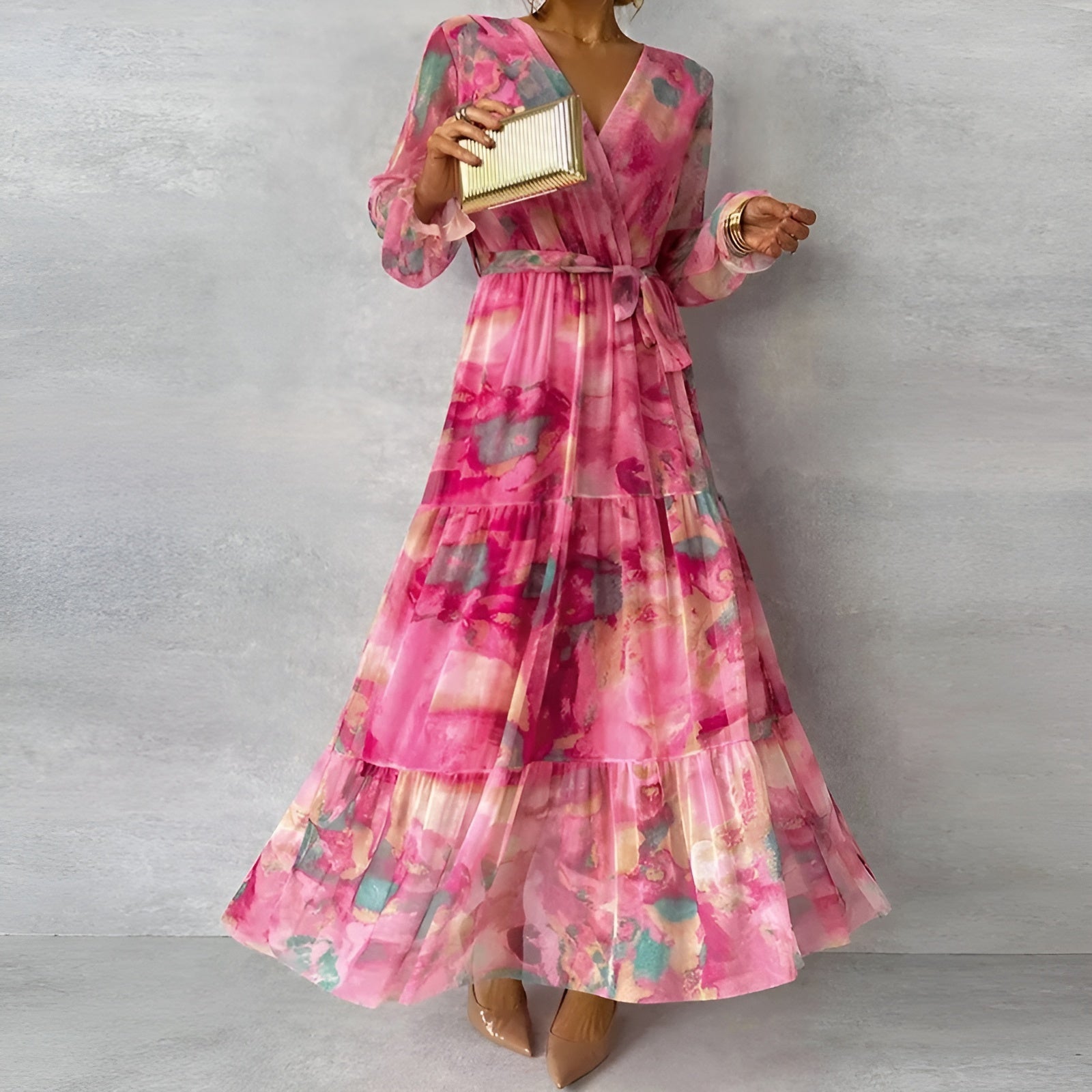 High Waist Pleated A-Line Dress