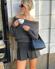 Offshoulder Knit Long Sleeve Top