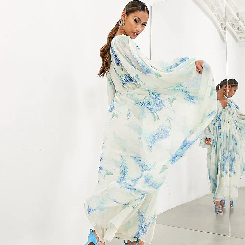 Flowy Ocean-Inspired Long Dress