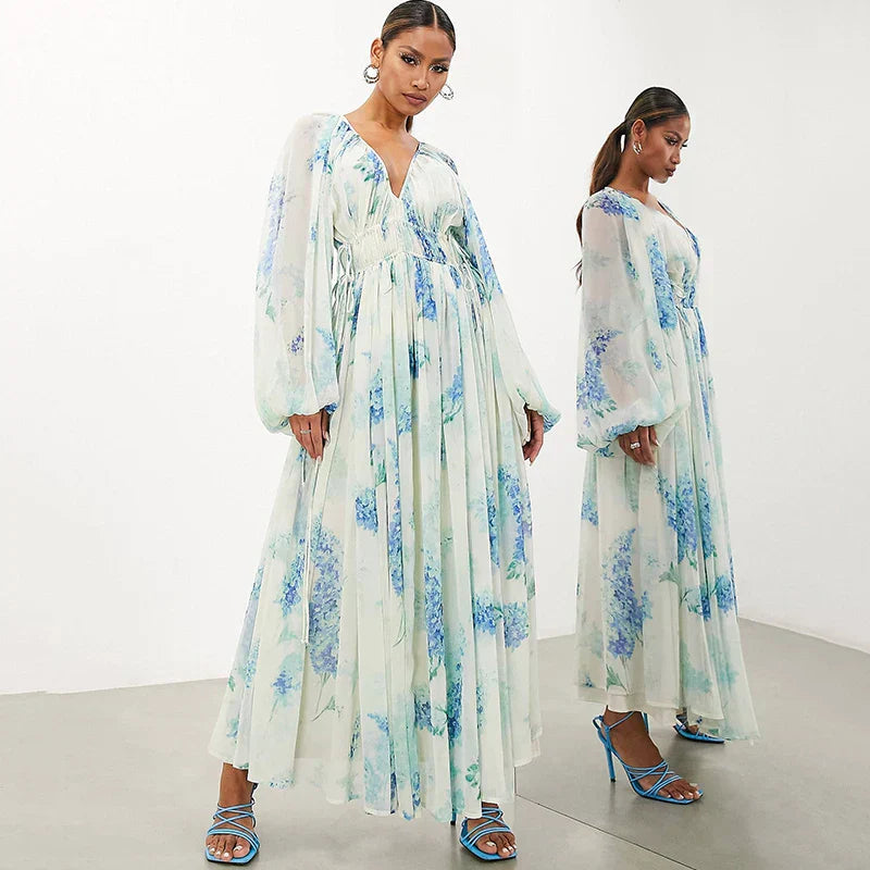 Flowy Ocean-Inspired Long Dress