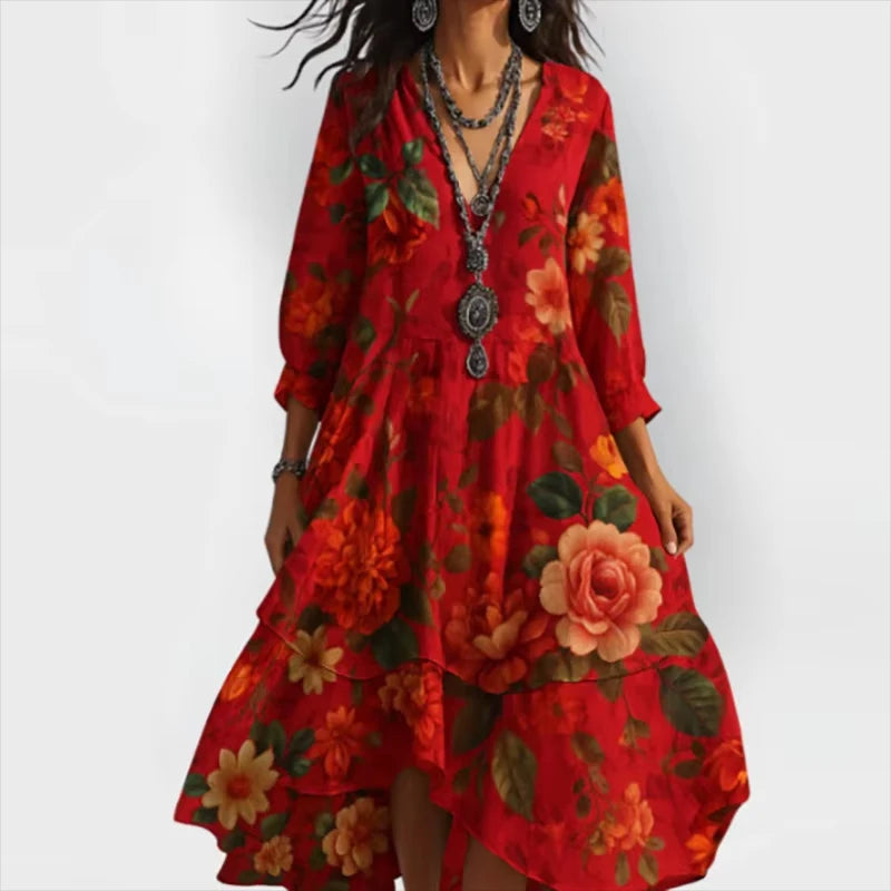 Feminine Floral Midi Dress – Drapey, Season-Ready Favorite for Brunch Dates and Wedding Guest Looks