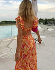 Orange Summer Dress With Ruffles