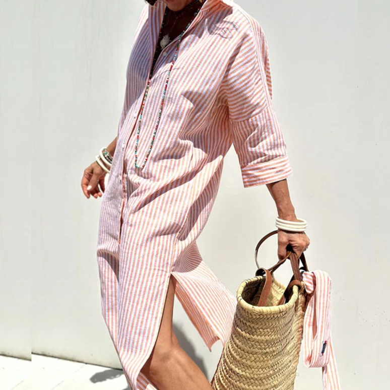 Striped Shirt Dress for Women – Casual Button Down Summer Dress