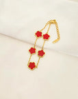 Elegant Gold-Plated Five Flower Charm Bracelet