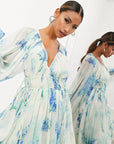 Flowy Ocean-Inspired Long Dress