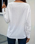 Breathable Eyelet V-Neck Top