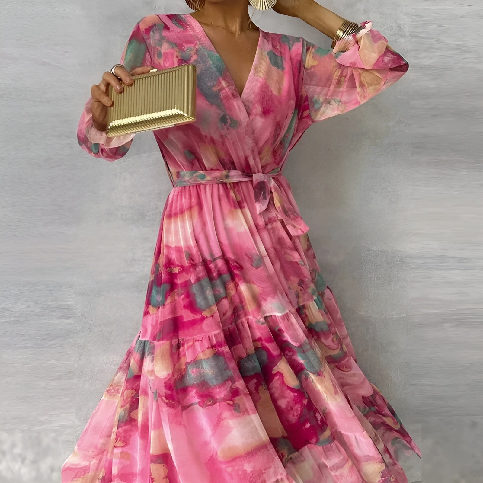 High Waist Pleated A-Line Dress