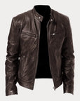 Vintage Look Casual Leather Coat