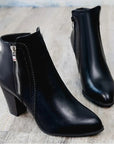 High Heel Ankle Boots with Double Zipper