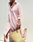 Striped Shirt Dress for Women – Casual Button Down Summer Dress