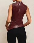 Trendy Black Leather Sleeveless Top