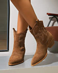 Western-Inspired Ankle Boots with Stacked Heel