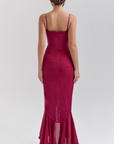 Ruched Ruffle Dovetail Party Dress