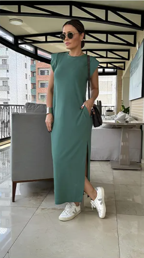 Sporty Chic Athleisure Maxi Dress