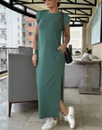 Sporty Chic Athleisure Maxi Dress