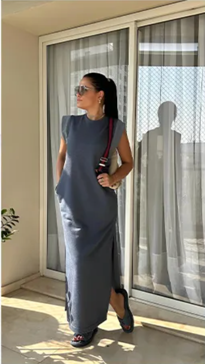 Sporty Chic Athleisure Maxi Dress
