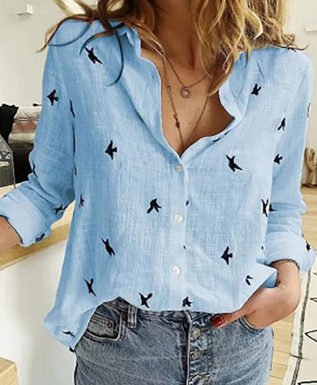 Oversized Blouse with Button Closure