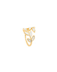 Adjustable Gold Ring With White Opal Leaf