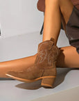 Western-Inspired Ankle Boots with Stacked Heel