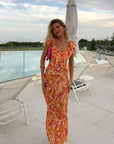 Orange Summer Dress With Ruffles