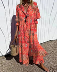 Tiered Boho Midi Dress with Floral Print