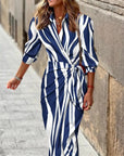 Stylish Midi Dress With Vertical Stripes