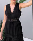 Elegant Lace Dress with V-Neckline