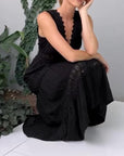 Casual Tank Dress with Elegant Lace V-Cut