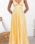 Elegant Pleated V-Neck Maxi Dress