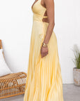 Elegant Pleated V-Neck Maxi Dress