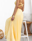 Elegant Pleated V-Neck Maxi Dress