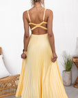 Elegant Pleated V-Neck Maxi Dress