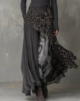 Trinity Maxi Dress | Slim Fit, Soft Gray Stripes with Leopard Print 3