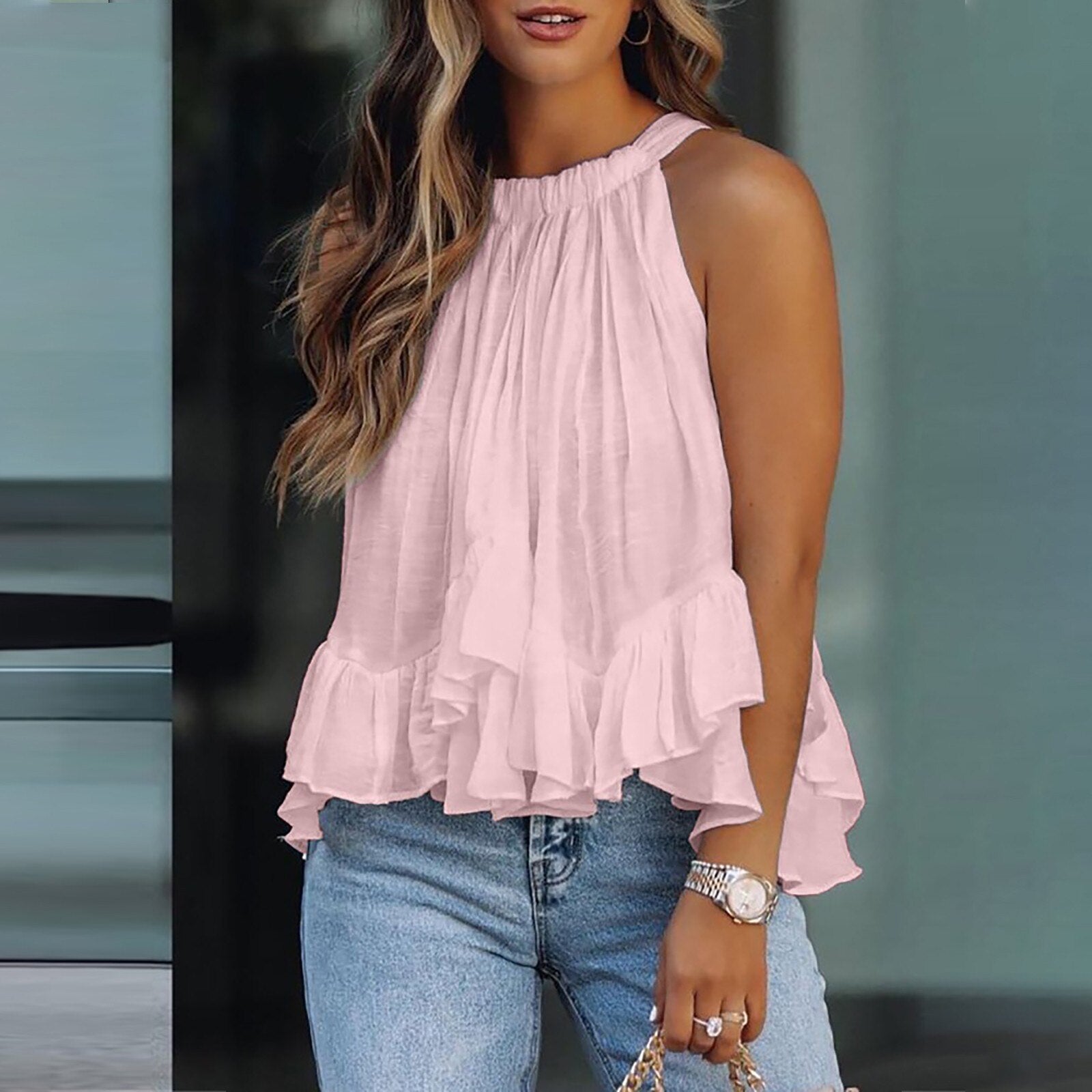 Flowy Blouse with Textured Ruffles