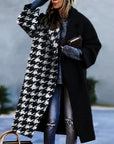 Long women's coat with stylish designer patterns
