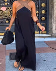 Cross Backless Contrast Color Elegant Dress