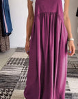 Solid Color Casual Dress with Straps