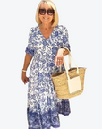 V-Neck Long Sleeve Boho Dress