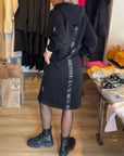 Solid pocket hooded dress