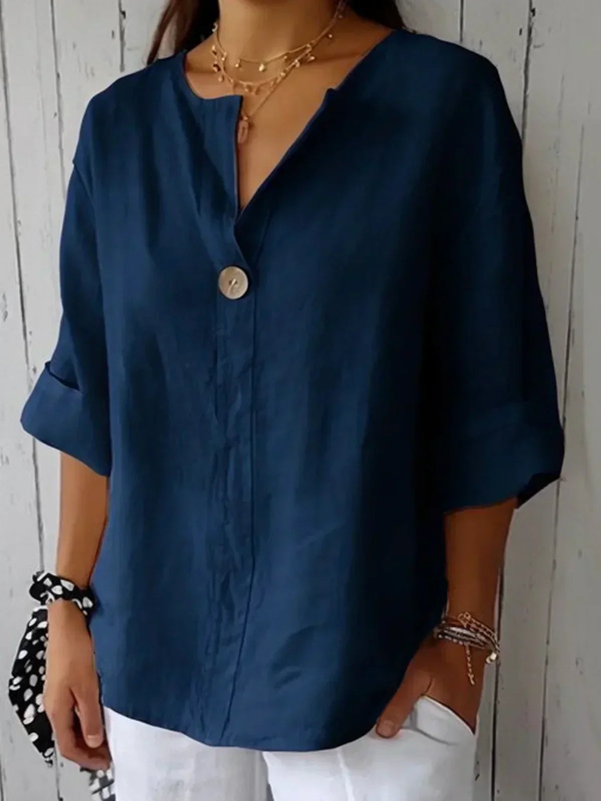 Modern Fit Casual V Neck Blouse