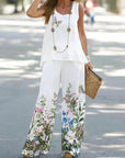 Elegant Printed Sleeveless Two-Piece Set