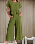 Short-sleeved Pleated Vest Two-Piece Set