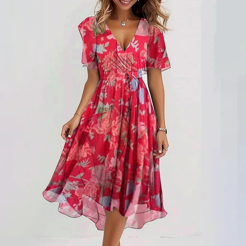 Relaxed Fit Boho Floral Midi Dress