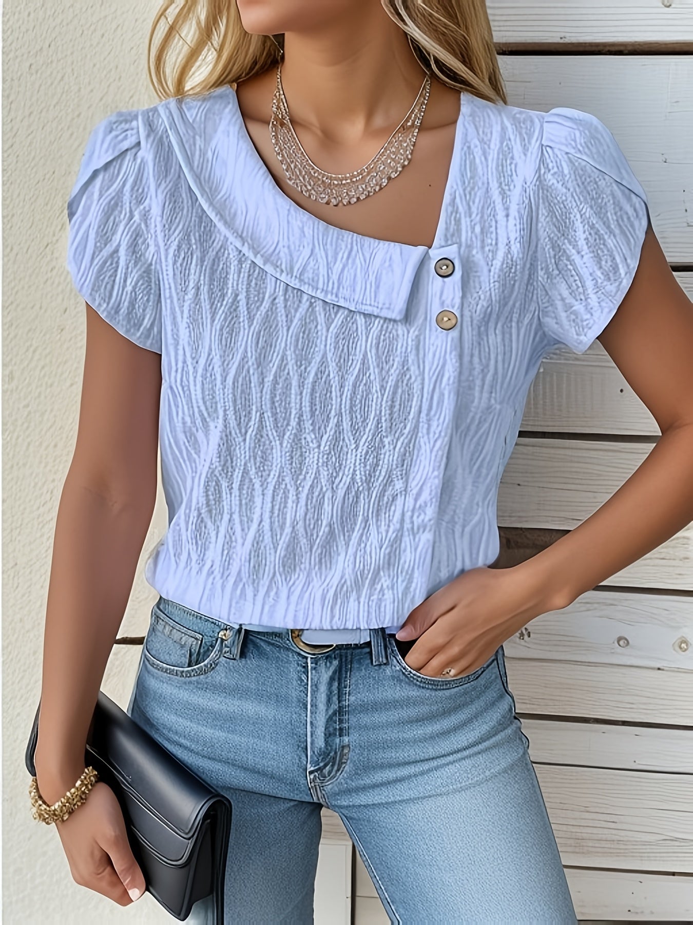 One Petal Sleeve Asymmetrical Top