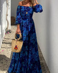 Off-Shoulder Floral Flowy Maxi Dress