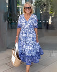 Deep V Half Sleeve Boho Tunic Dress