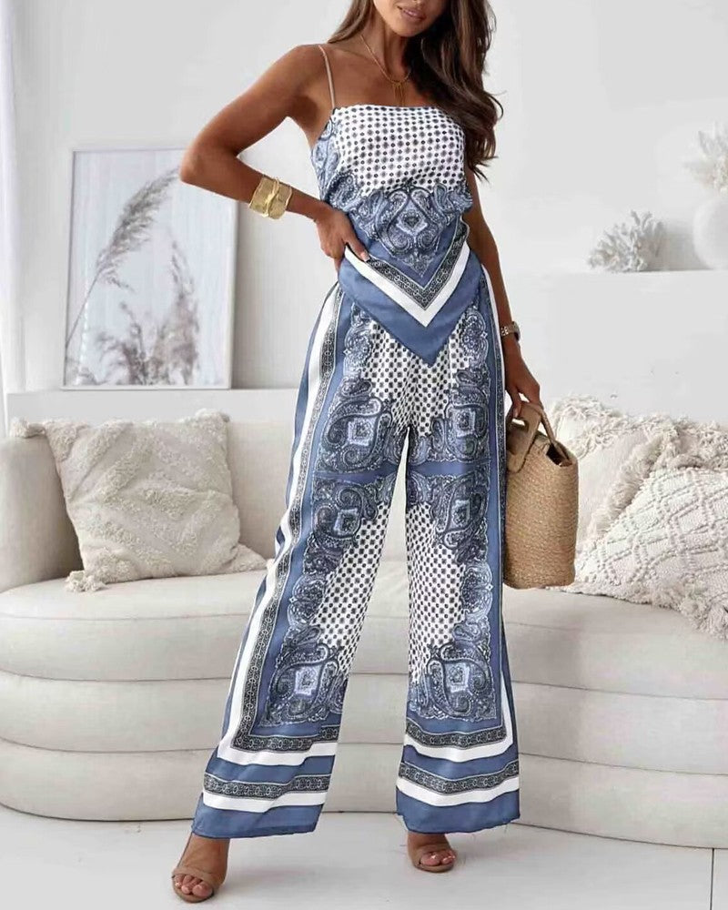 Trendy Lace-Up Vest Two-Piece Outfit