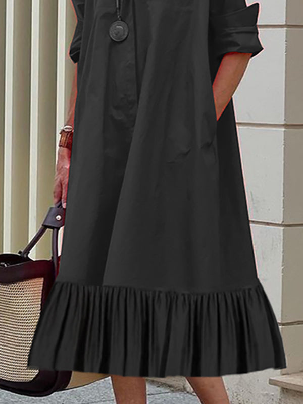 Black Loose Long Sleeve Dress